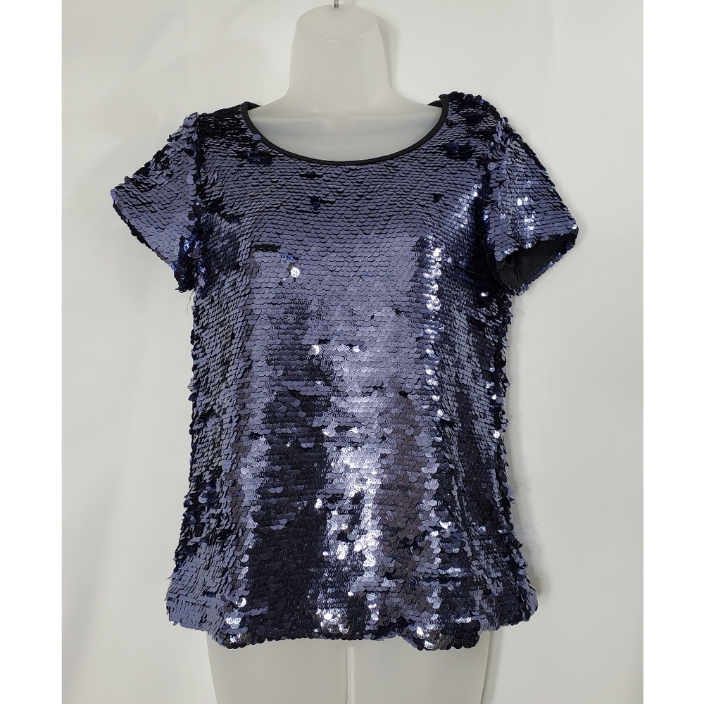 Leifsdottir Blue Sequin Top Anthropologie
